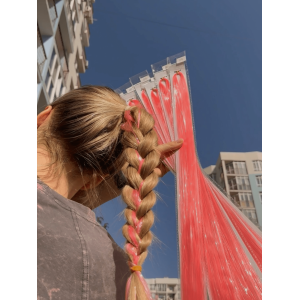 Блестящие нити для волос лососевые "Пинки"