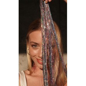 Блестящие нити для волос разноцветные "Радуга"