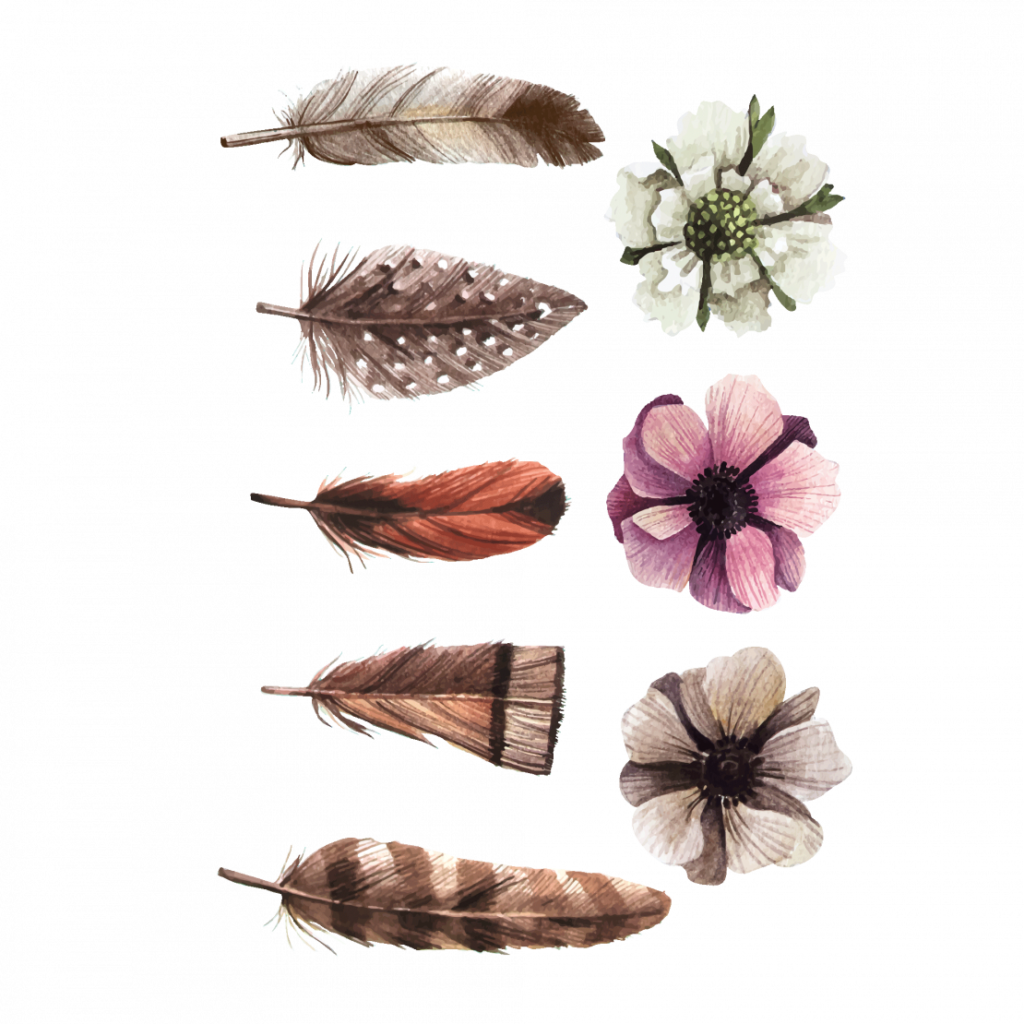 Временная татуировка Перья и цветы