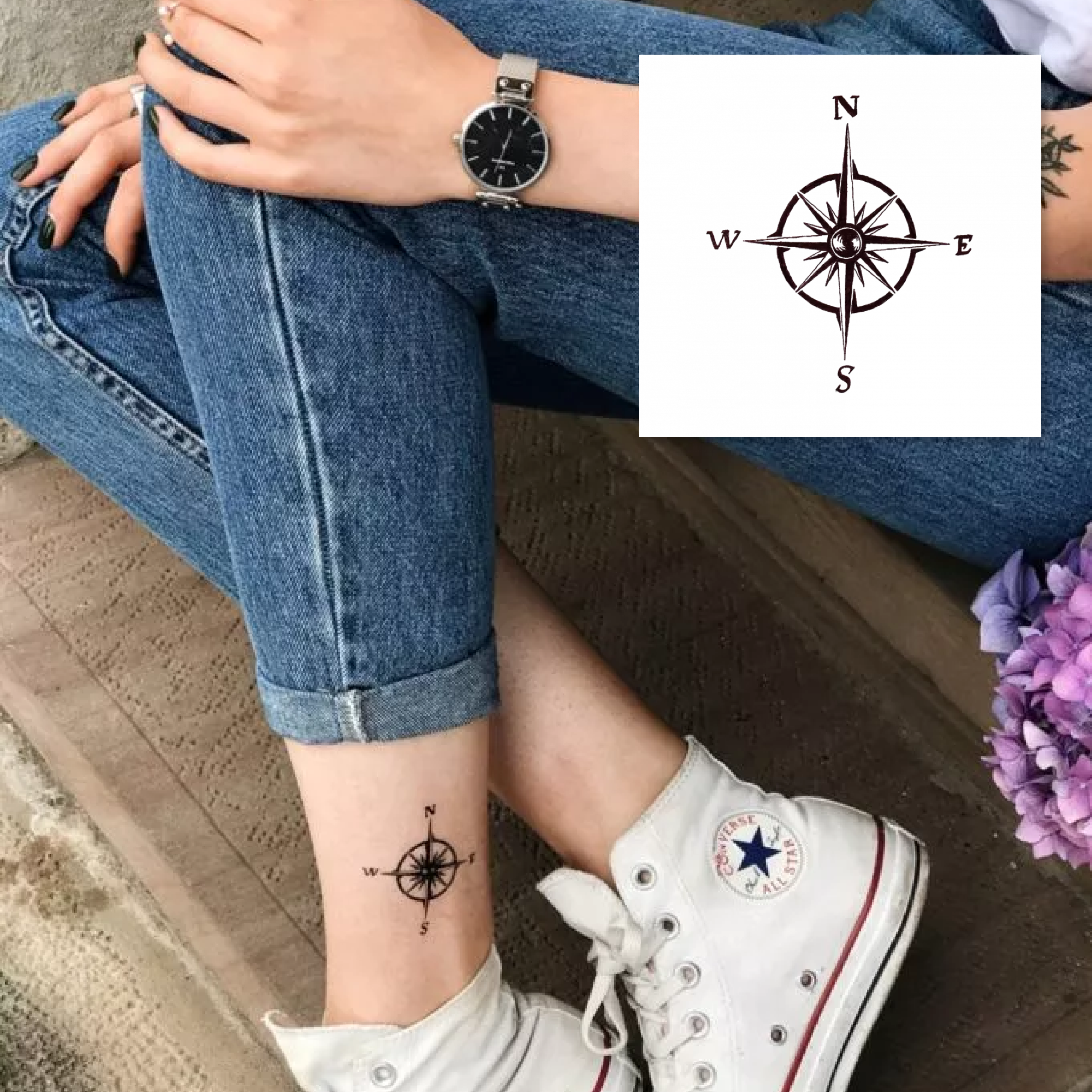 Compass Multi Tattoo Waterproof For Male and Female Temporary Body Tat –  Temporarytattoowala