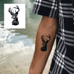 Temporary tattoo "Чорний олень з написом"