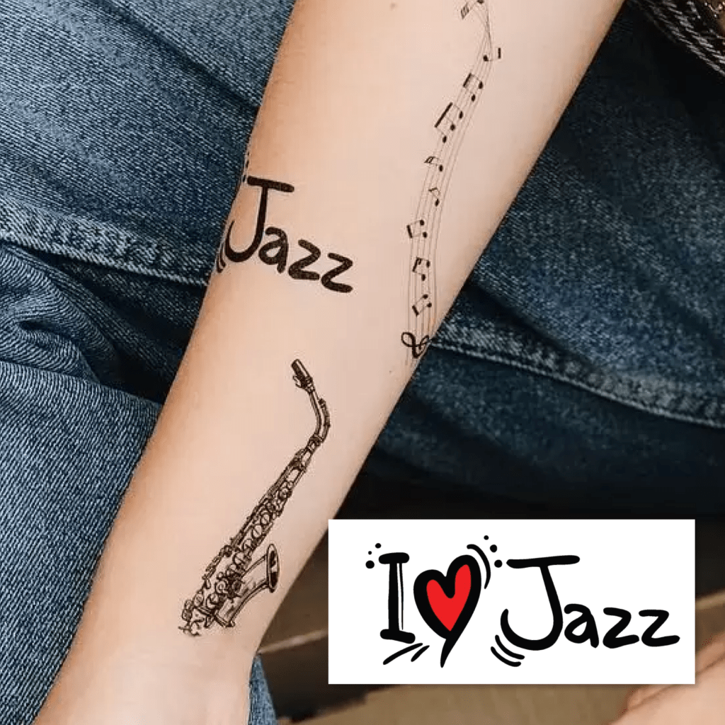 Временное тату "Я люблю джаз"
