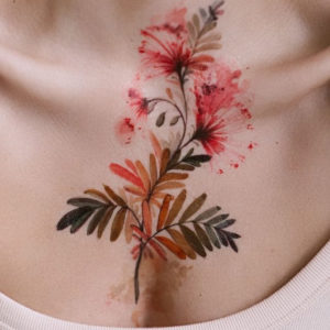 Mimosa  Eva Edelstein  Leaf tattoos Maple leaf tattoo Flower tattoo