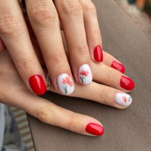 Слайдери для нігтів “Червоні квіти”