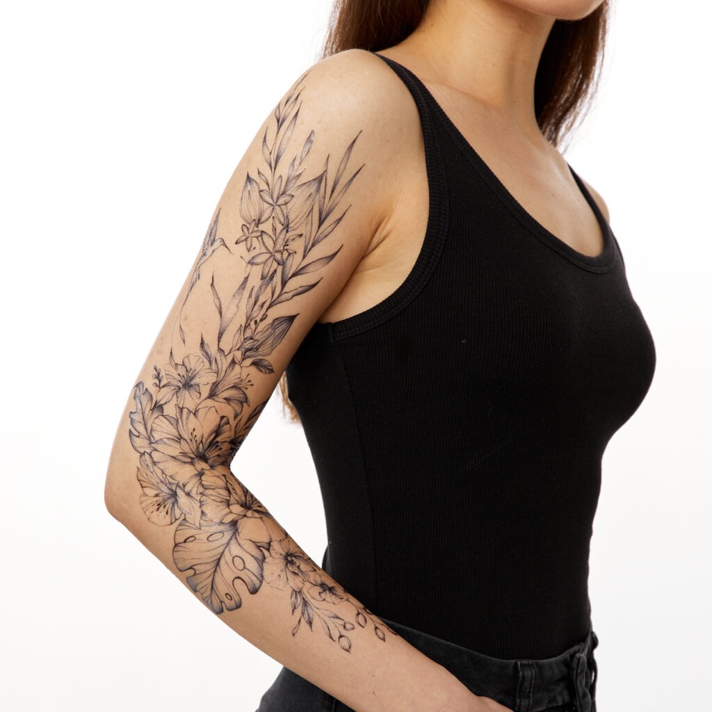 Temporary tattoo "Тропічний тату-рукав"