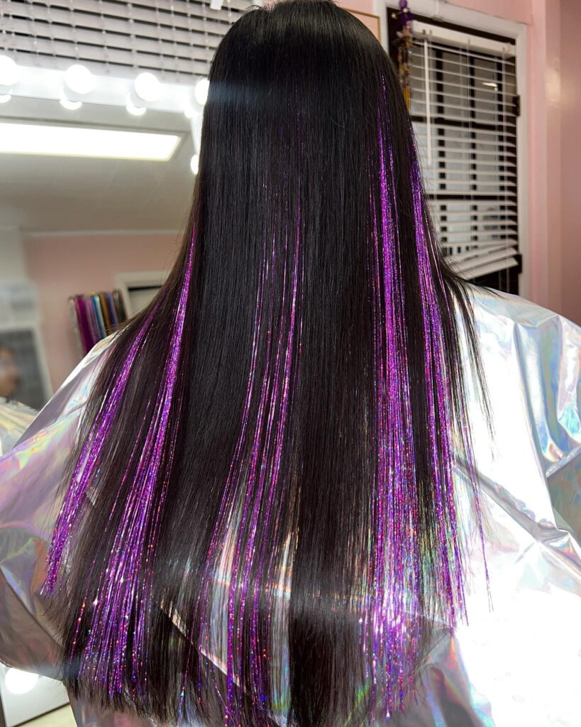 Блискучі нитки для волосся фіолетові "Лаванда"