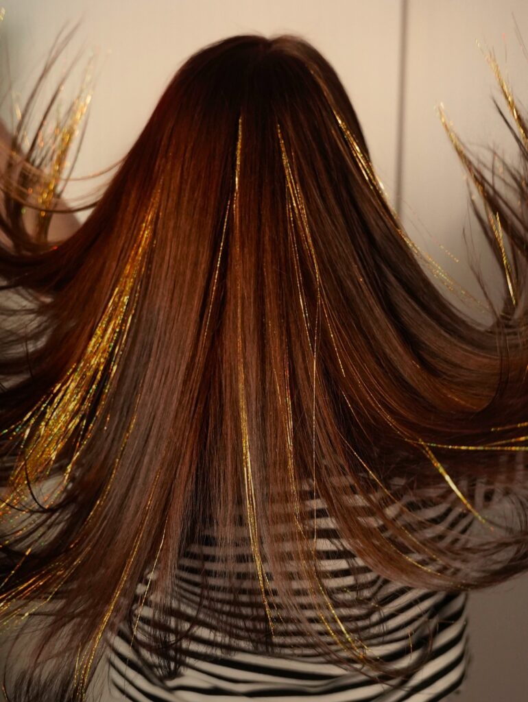 Блискучі нитки для волосся золоті "Жар птиця"