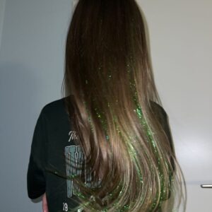 Блискучі нитки для волосся зелені 