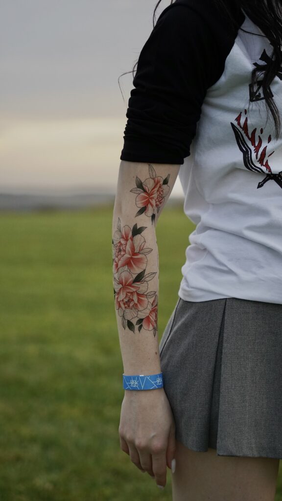 Temporary tattoo "Тату-рукав Рожеві піони"