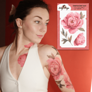 Temporary tattoo Blooming watercolor peony