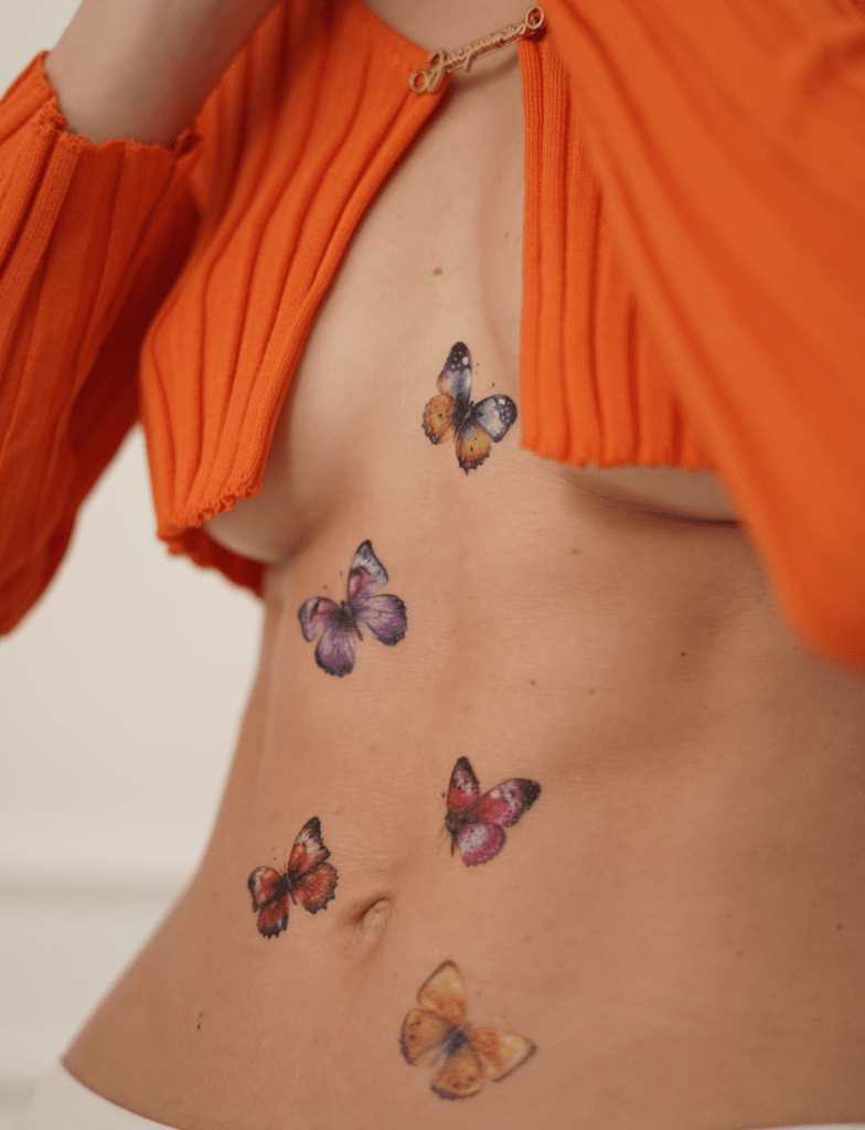 Временное тату "Дитячі кольорові метелики"