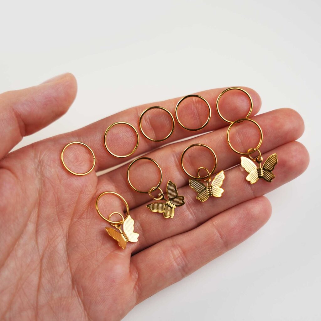 Hair rings "Small butterflies" (golden)