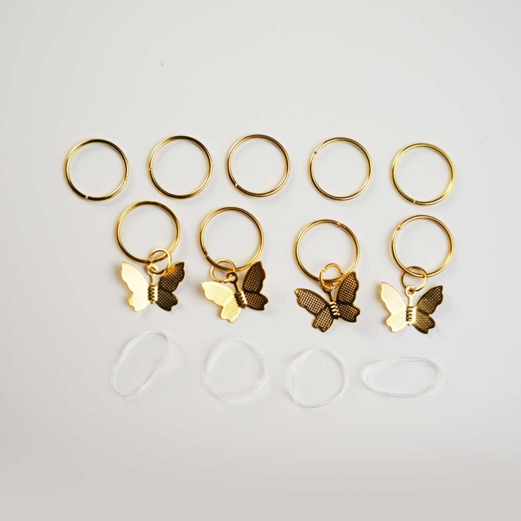 Hair rings "Small butterflies" (golden)