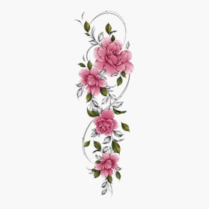 Temporary tattoo Tattoo sleeve Peonies with lines