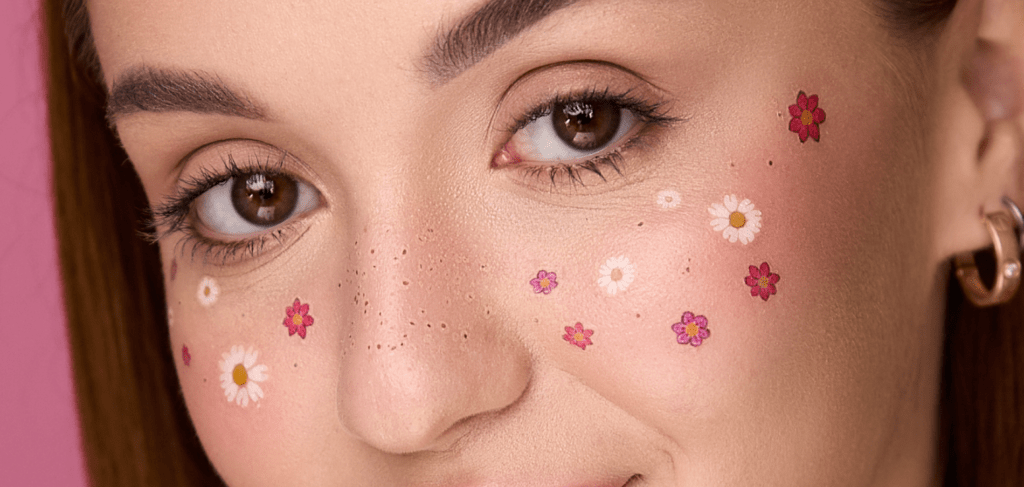 Temporary tattoo Natural freckles with flowers