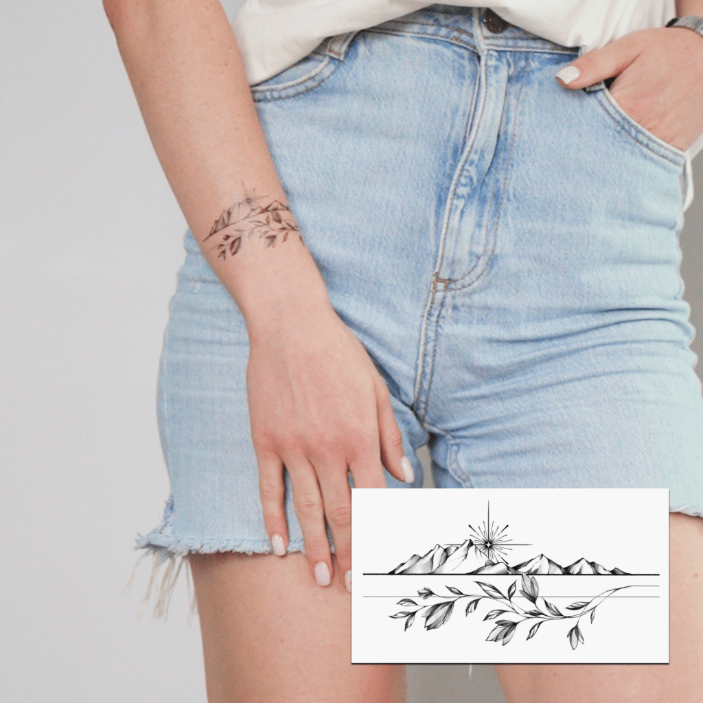 Temporary tattoo "Тату природа: Гори та листя"