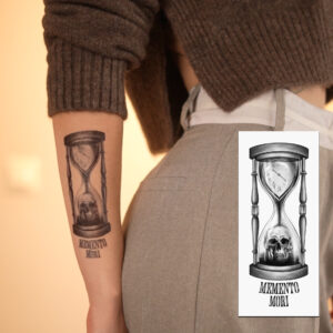 Temporary tattoo Memento mori hourglass