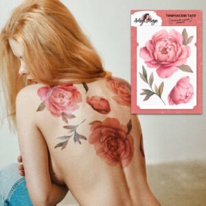 Temporary tattoo Blooming watercolor peony