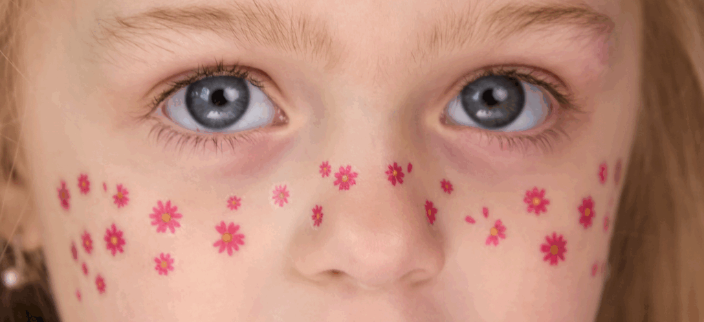 Temporary tattoo Freckles pink flowers