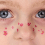 Temporary tattoo Freckles pink flowers