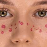 Temporary tattoo Freckles pink flowers
