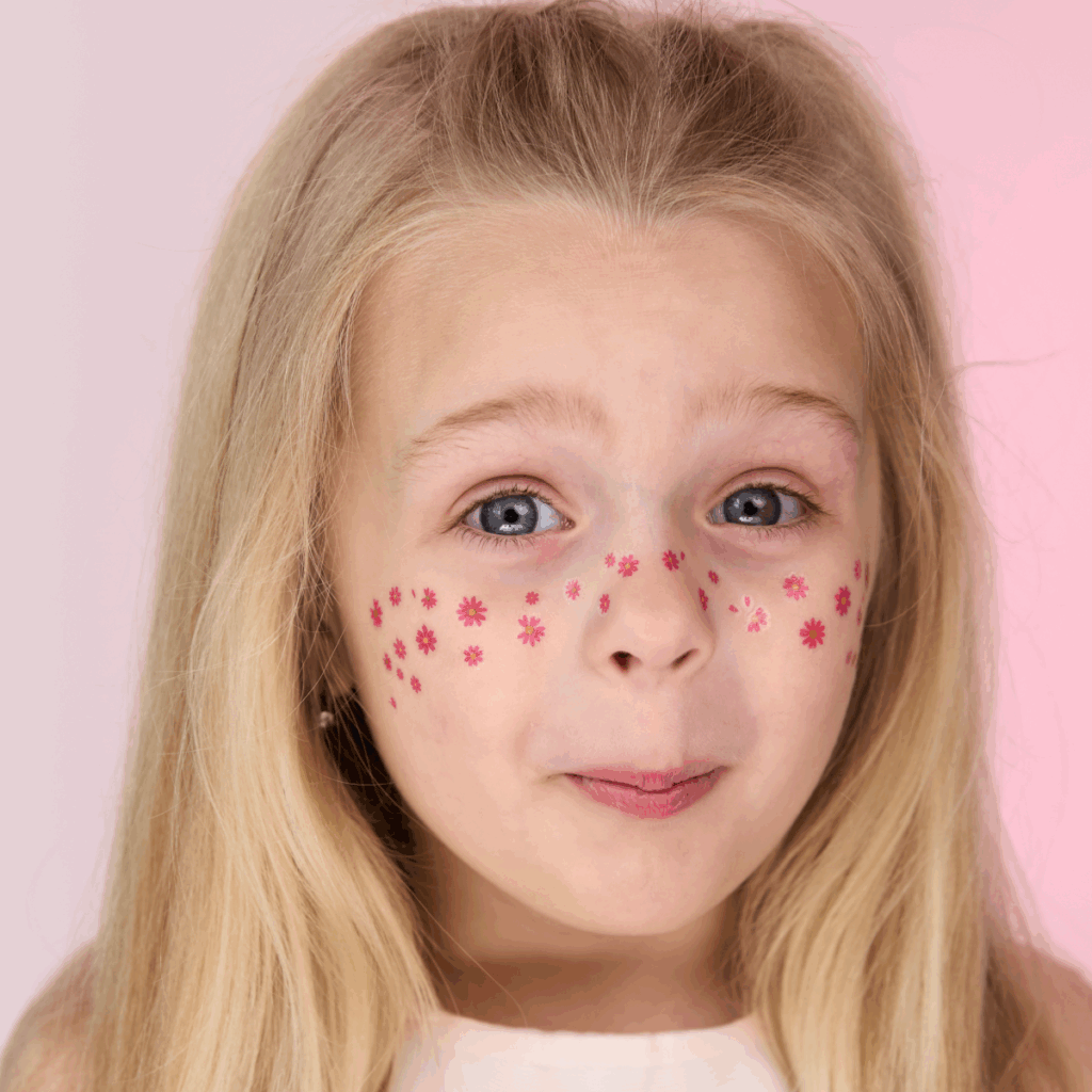 Temporary tattoo Freckles pink flowers