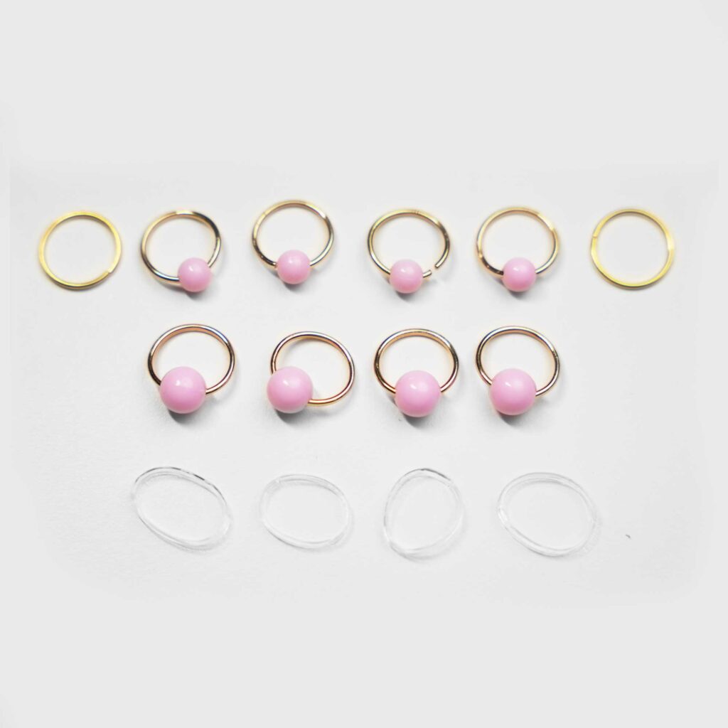 Hair rings "Pink balls" (gold)