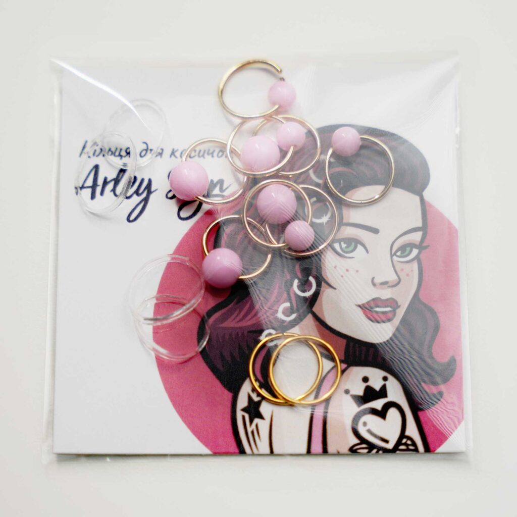 Hair rings "Pink balls" (gold)